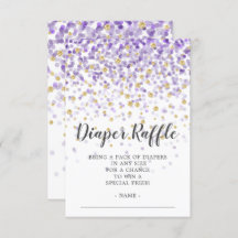Boleto de Raffle de Baby Shower de Purple Confetti