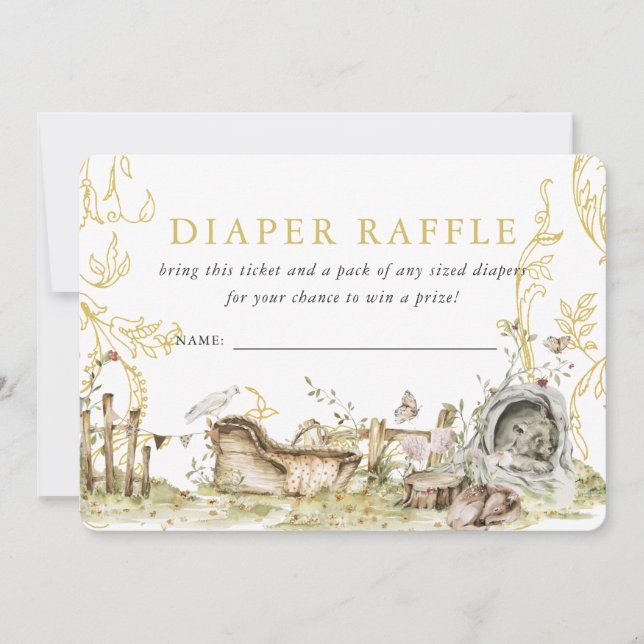 Invitación Boleto de Raffle de Diaper descargable para Woodla (Anverso)