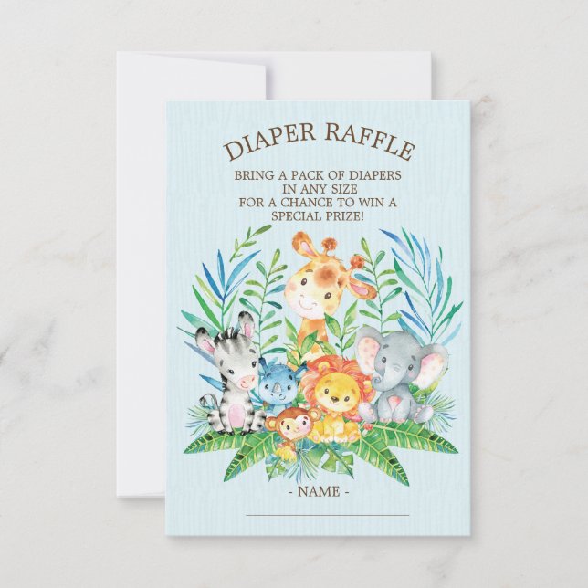 Invitación Boleto de Raffle de Safari Jungle Baby Shower Diap (Anverso)