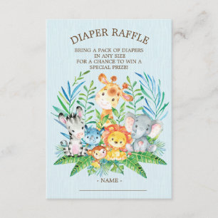 Invitación Boleto de Raffle de Safari Jungle Baby Shower Diap
