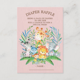 Invitación Boleto de Raffle de Safari Jungle Baby Shower Diap