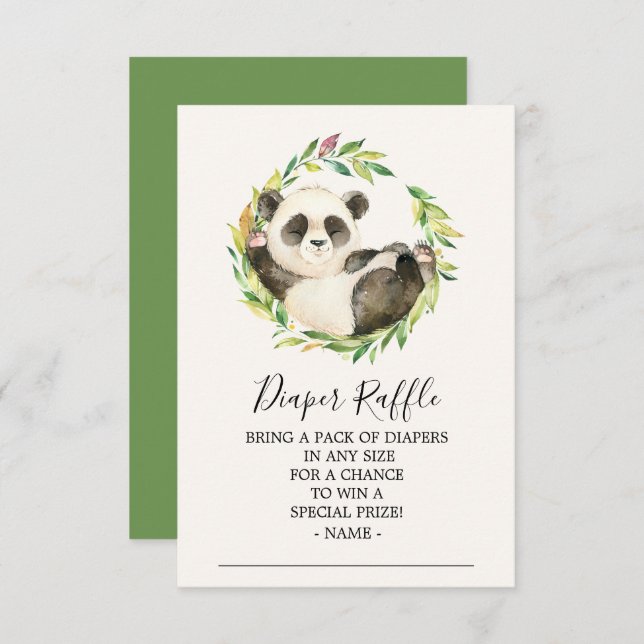 Invitación Boleto de Raffle Dulce de Diaper Baby Shower Panda (Anverso / Reverso)