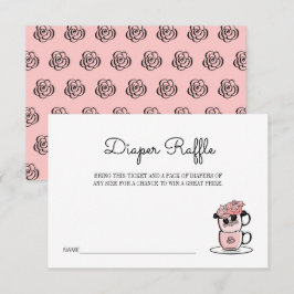 Invitación Boleto de rifa de pañales para Baby Shower Teacup 