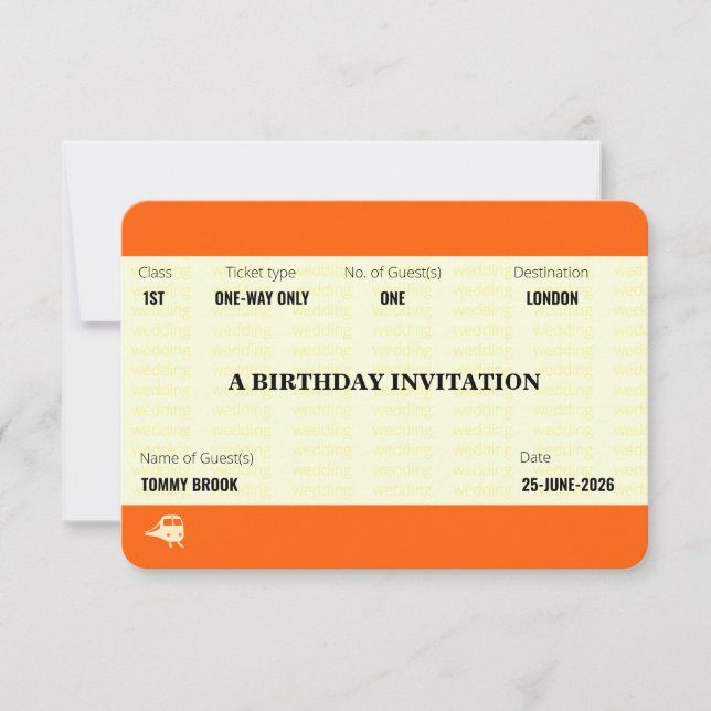 Invitación Boleto de Tren Inspirado | Cumpleaños (Anverso)