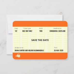 Invitación Boleto de Tren Inspirado LGBTQ+ Save the Date
