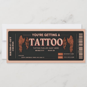 Invitación Boleto de vale de tatuaje personal
