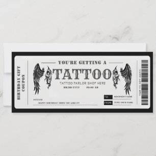 Invitación Boleto de vale de tatuaje personal