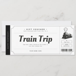 Invitación Boleto de viaje en tren sorpresa vale regalo