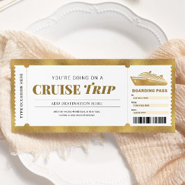 Invitación Boleto de viaje para crucero de oro