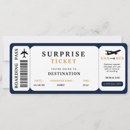 Invitación Boleto de viaje sorpresa Pasaje de avión Pase de e