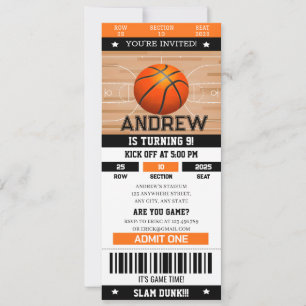 Invitación Boleto deportivo de Bash Bash de cumpleaños para S