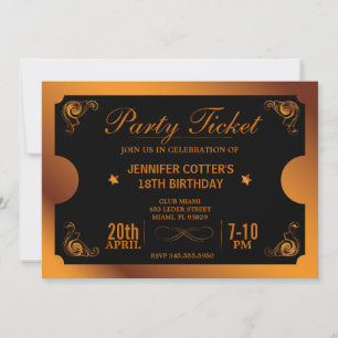 Invitación Boleto Fiesta de bronce