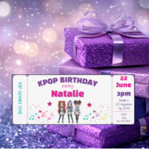Invitación Boleto para el concierto de cumpleaños de KPOP púr