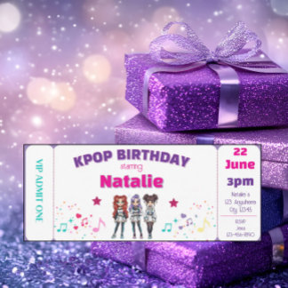 Invitación Boleto para el concierto de cumpleaños de KPOP púr
