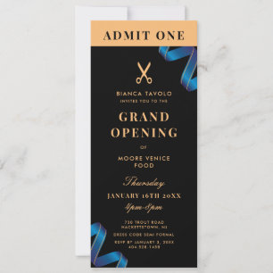 Invitación Boleto para el evento de corte de cinta de la gran