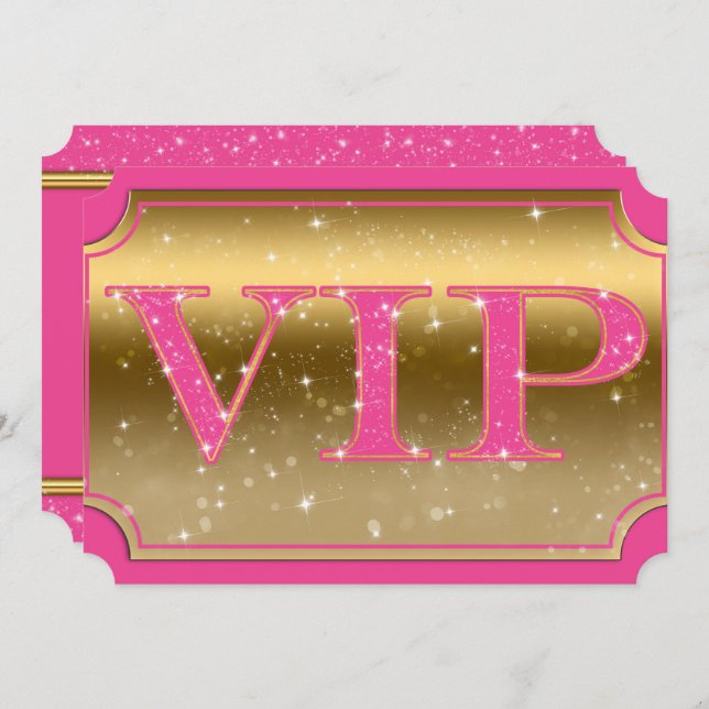 Invitación Boleto para evento de fiesta VIP de glamour con de (Anverso / Reverso)