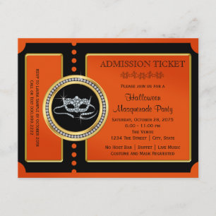 Invitación Boleto para Fiesta de Disfraces de Halloween