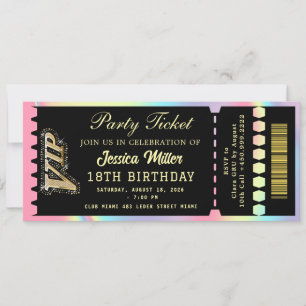 Invitación Boleto para la Fiesta de Negro y Dorado
