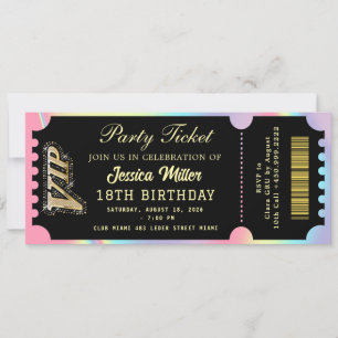 Invitación Boleto para la Fiesta de Negro y Dorado