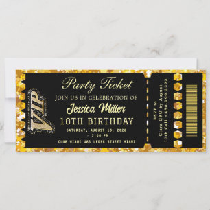 Invitación Boleto para la Fiesta de Negro y Dorado