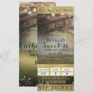 Invitación Boleto para la Fiesta VIP Sweet 16 de Luces del Bo