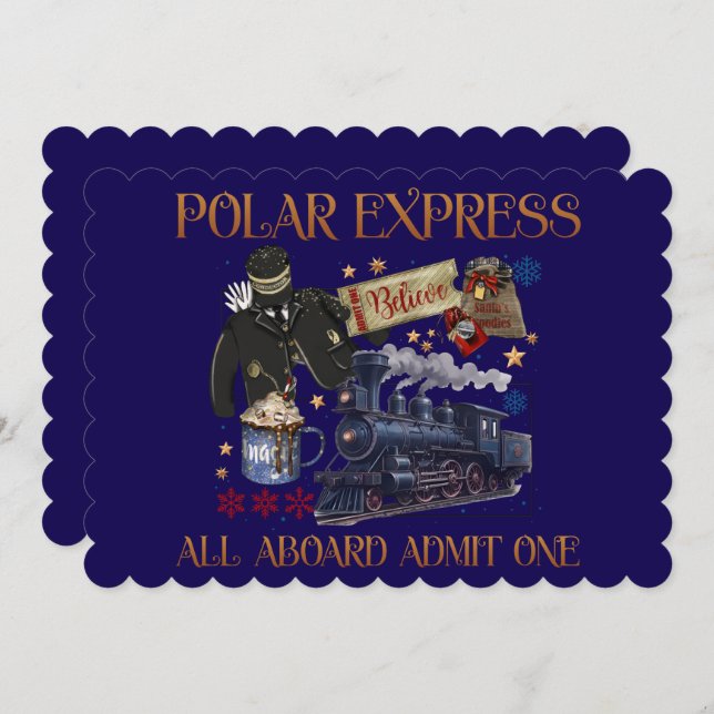 Invitación Boleto Personalizado para el Polar Express (Anverso / Reverso)