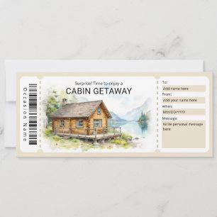 Invitación Boleto Sorpresa para viaje a una cabaña