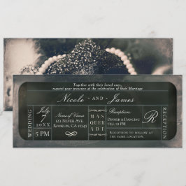 Invitación Boleto VIP de Boda con Brillo de Plata Blanca Relu