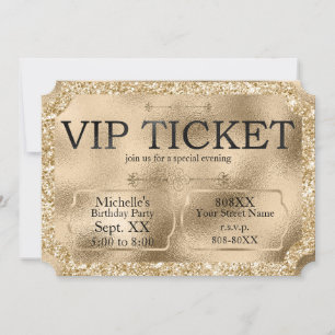 Invitación Boleto VIP Dorado Evento Especial