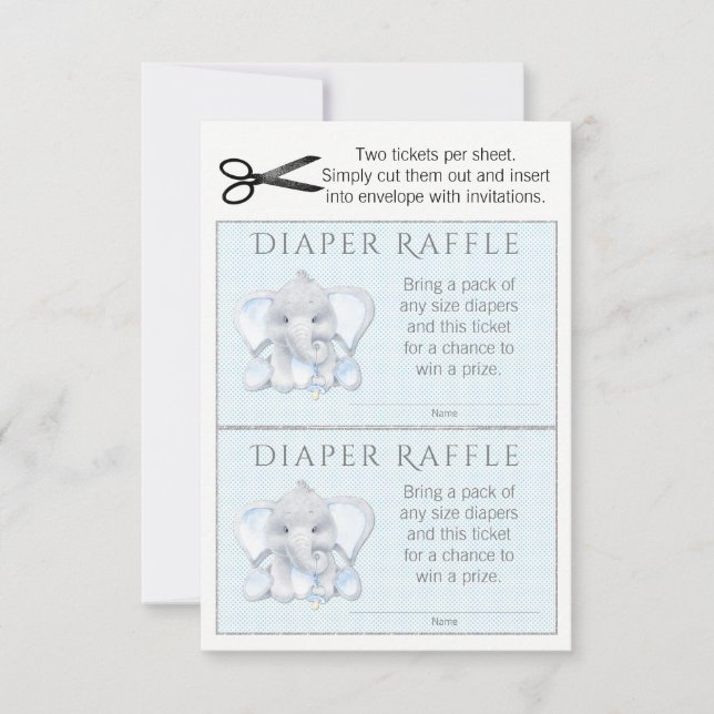 Invitación Boletos de Raffle para niños elefantes (Anverso)