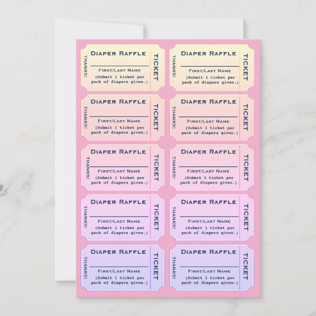 Invitación Boletos de Rifa de Pañales (Anverso)