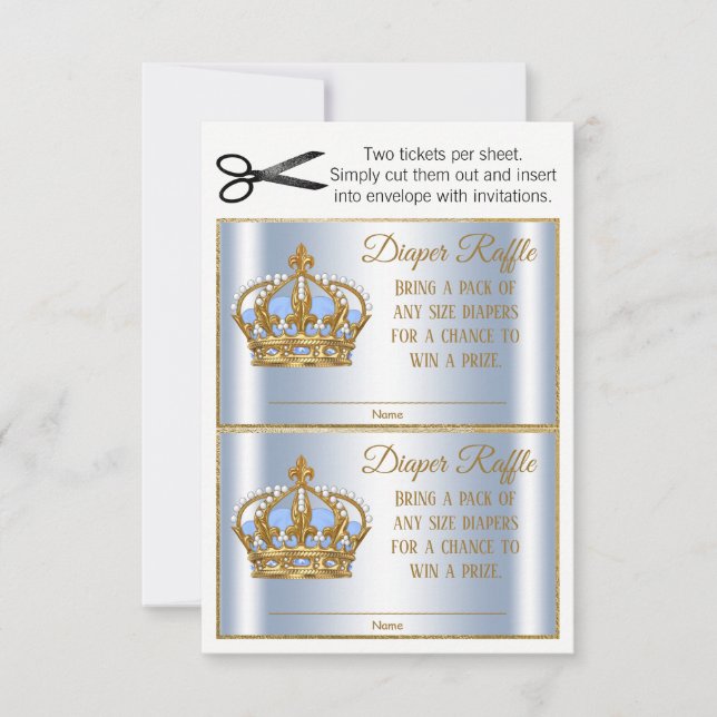 Invitación Boletos de Rifa de Pañales de Príncipe (Anverso)