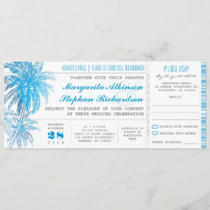 Invitación boletos del boda del destino de la turquesa