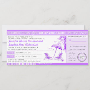 Invitación boletos morados para boarding