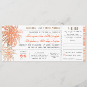 Invitación Boletos tropicales del boda del destino