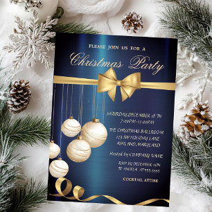 Invitación Bolitas de Navidad de color crema, Lazo, Navidad
