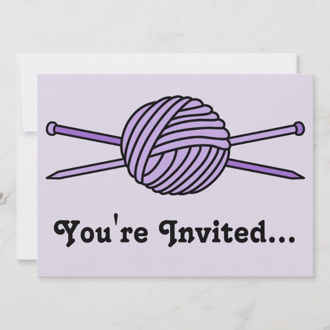 Invitación Bolla púrpura de Yarn y agujas de punto (Anverso)