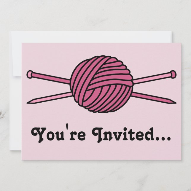 Invitación Bolla rosa de Yarn y agujas de punto (Anverso)