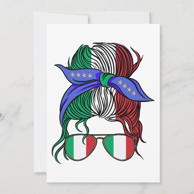 Invitación Bollo desordenado de Italia con bandera italiana (Anverso)