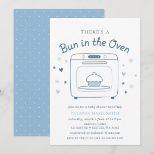 Invitación Bollo En El Horno Azul Cumpleaños De Bebe Niño