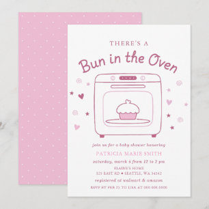 Invitación Bollo En El Horno Fiesta De Bebé Niña Rosa