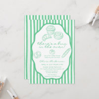 Bollo en el horno rayas verdes Baby Shower