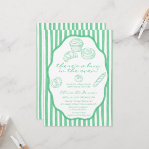 Invitación Bollo en el horno rayas verdes Baby Shower