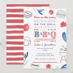 Invitación Bollo en el Horno Rojo Blanco Azul Fiesta de Revel