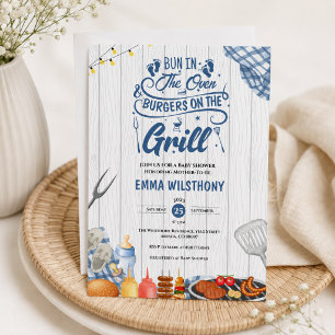 Invitación Bollo en el horno y hamburguesas a la parrilla, ba