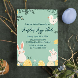 Invitación Bollos florales y Huevos Caza Verde de Huevo de Pa