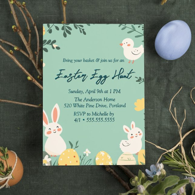 Invitación Bollos florales y Huevos Caza Verde de Huevo de Pa (Subido por el creador)