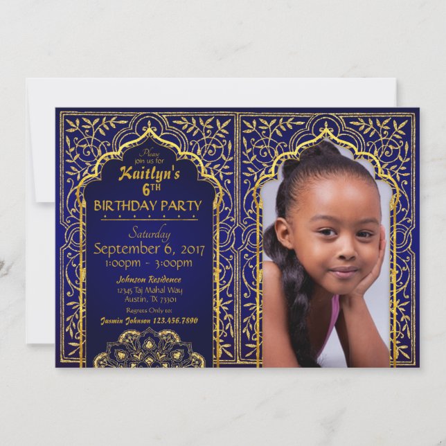 Invitación Bollywood Arabian Nights Birday Invitation Card (Anverso)