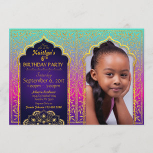 Invitación Bollywood Arabian Nights Birday Invitation Card