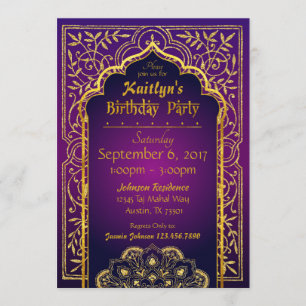 Invitación Bollywood Arabian Nights Birday Invitation Card